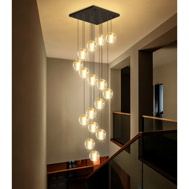 Lustre en cristal 16 lumières 16 lumières Glam, Noir mat