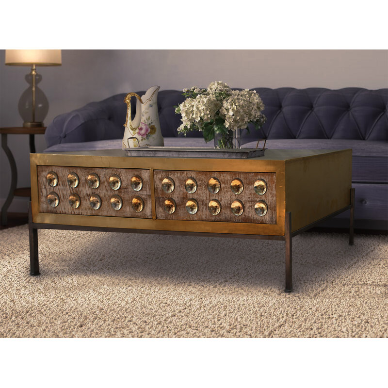 Table basse en métal avec rangement, 48 x 28 x 18