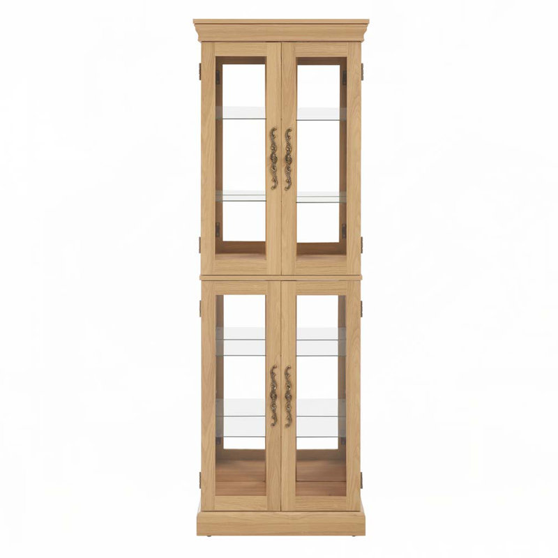 Armoire de rangement en verre, H 71,26 po x l 24,21 po x P 12,2 po, Chêne clair