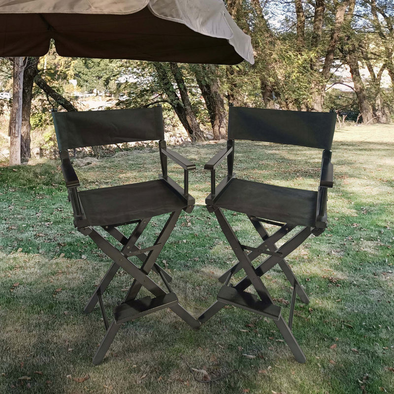 Chaise de réalisateur avec repose-pieds, ensemble de 2, structure en bois pliable