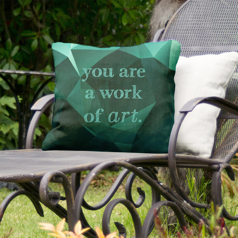 Coussin décoratif intérieur/extérieur travail d’art, Vert émeraude, 18 po x 18 po