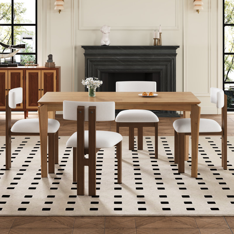 Uecker 5-Piece Dining Set, Natural Oak, White