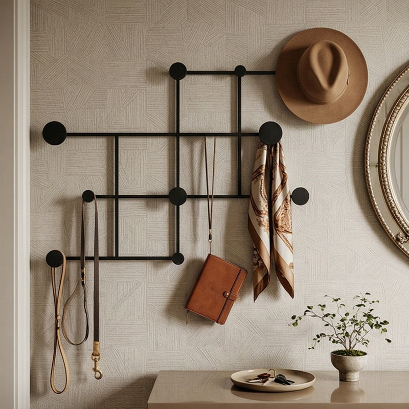 Metal Wall 10 - Hook Wall Mounted Coat Rack, Black