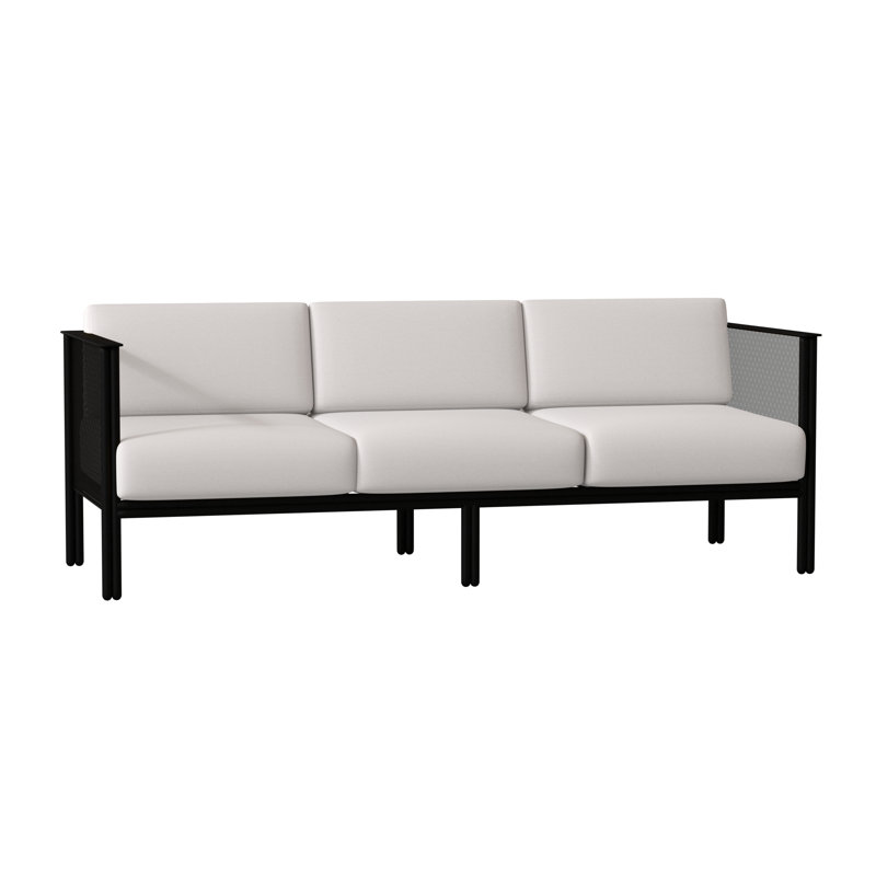 Jax Outdoor 3 - Seat Patio Sofa, Textured Black, Fairview Indigo Abstract Sunbrella®