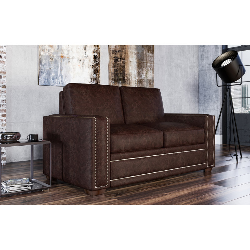 Causeuse Albinca, Cuir véritable cognac