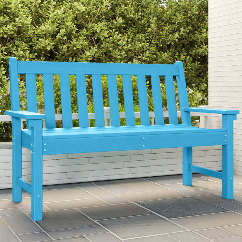 Banc d'extérieur en PEHD Aunye, Bleu