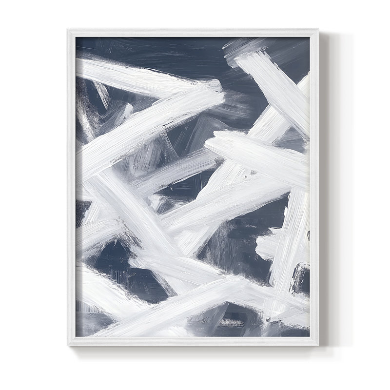Reproduction encadrée abstraite XXV III - prête à être accrochée, H 20 po x P 16 po, Blanc