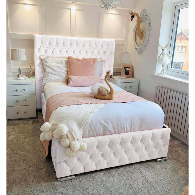Tharpe Upholstered Bed Frame   , White, Super King (6')