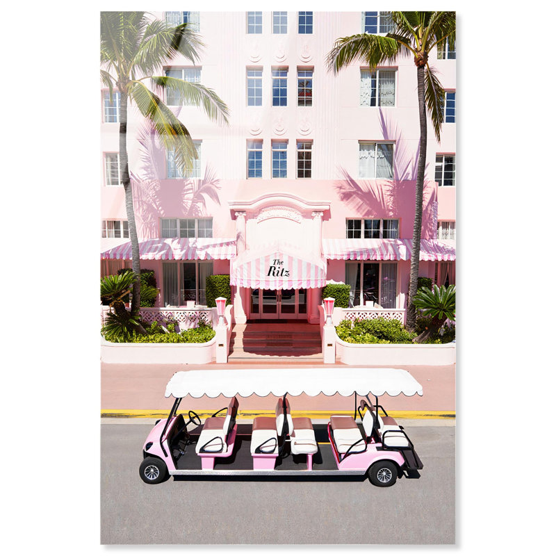 «Pink Paradise Palms», impression acrylique par Notoriart, prête à être accrochée, H 30 po x l 20 po
