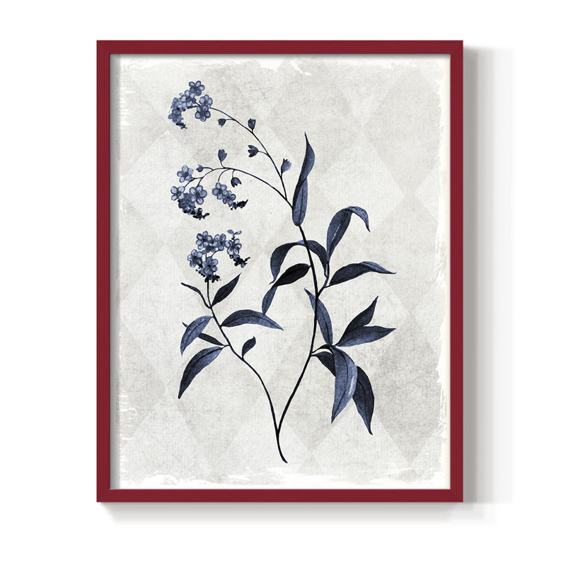 Harlequin Botanical I, reproduction encadrée - bois massif, H 11 po x l 9 po, Rouge