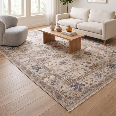 Cream understated all-over machine-woven polyester runner rug design