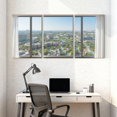 Scenic &Cityscapes Cityscape View With River And Buildings Set of 3 Canvas Wall Art Prints