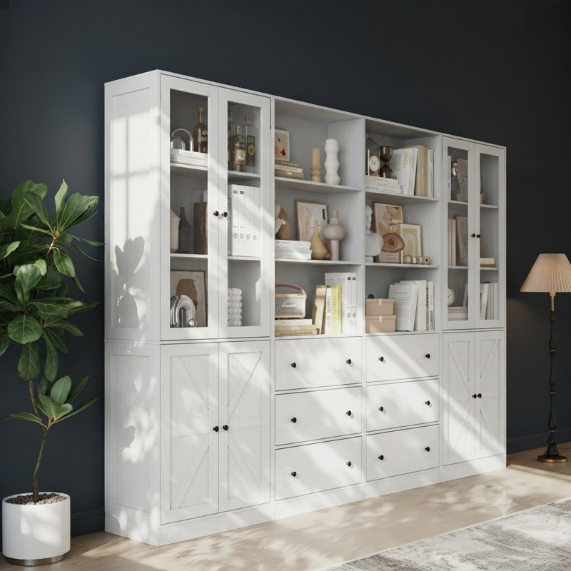 Ensemble de bibliothèques 70 po x H 94,48 po, Blanc