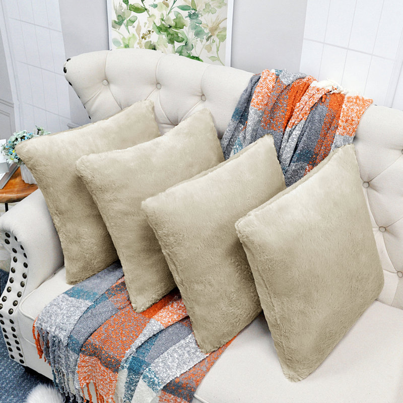 Housse de coussin réversible en fausse fourrure, Gruau
