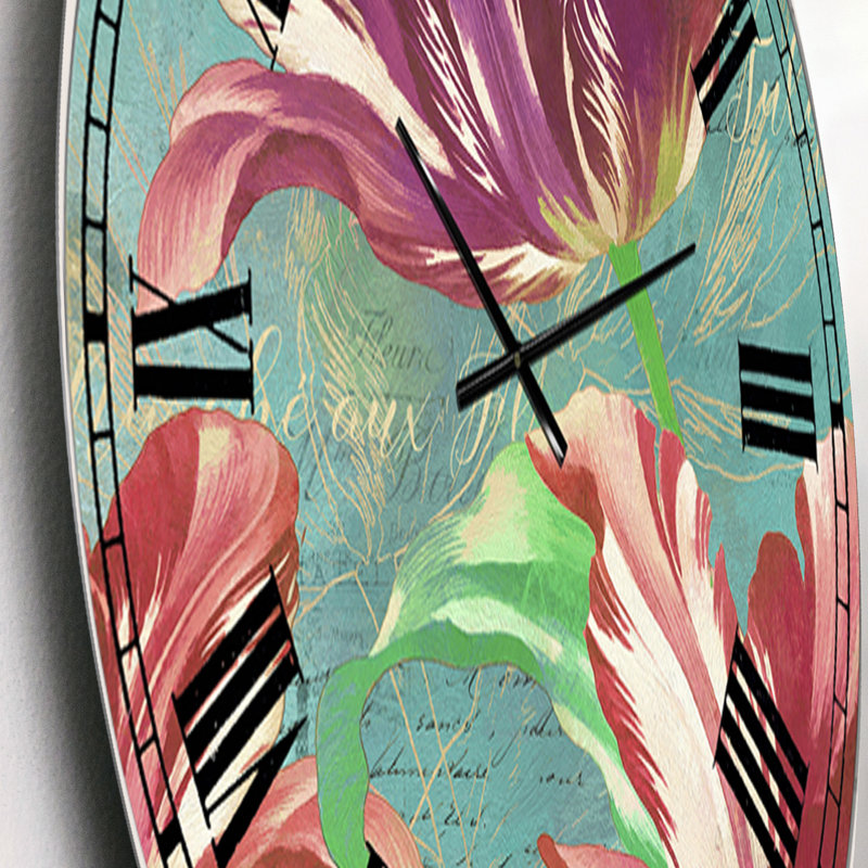 Horloge murale surdimensionnée à tulipes rétro à Paris, Petit