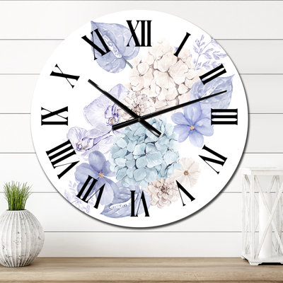 Bouquet d'hiver en fleurs pastel II - Horloge murale traditionnelle
