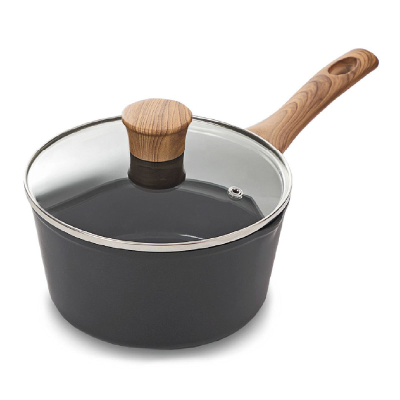 Blackmoor 18cm Wooden Handle Saucepan With Tempered Glass Lid