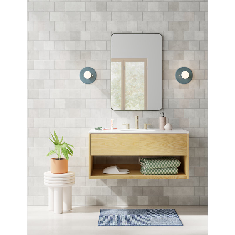 Redbridge 42'' Single Wall Mounted Bathroon Vanity with Quartz Top