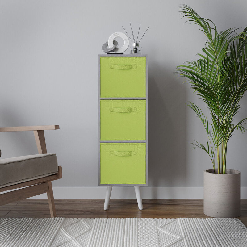 Fika 30cm W 3 - Drawer Chest of Drawers, Green/White