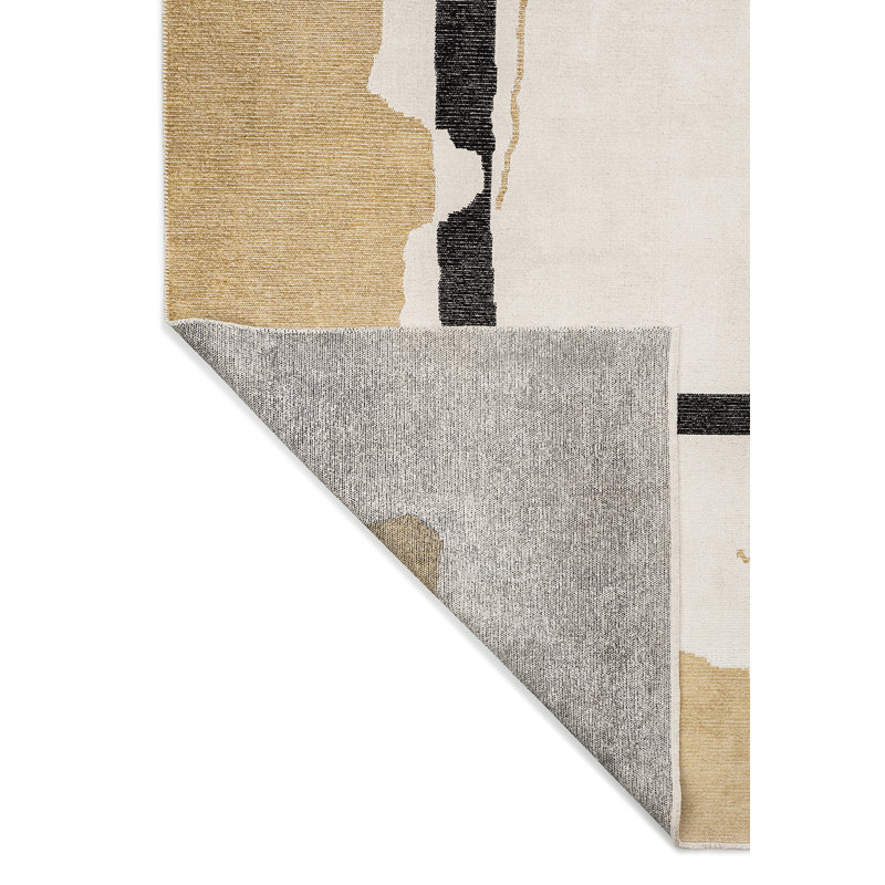 Rapture Abstract Area Rug in Black, Rectangle 6'7" x 8'3"