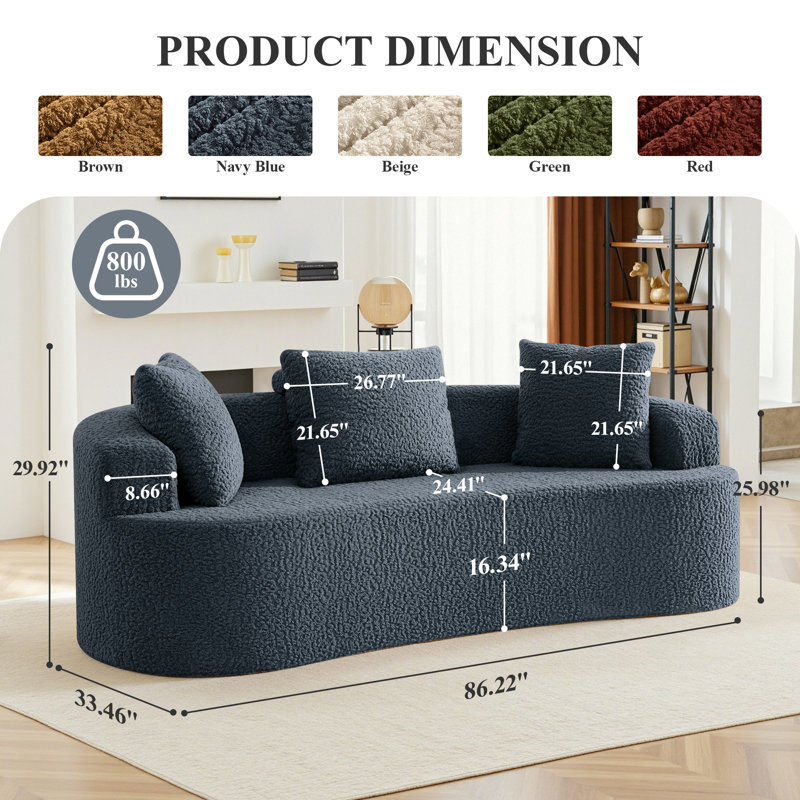 Ensemble de canapé modulaire courbé 3 pièces, Marine