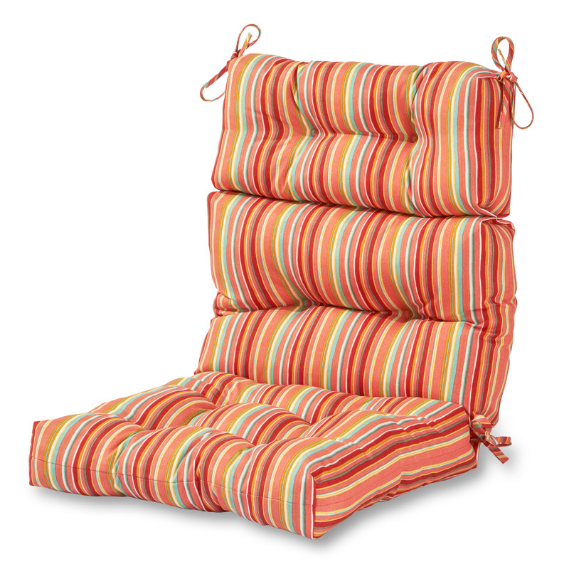 Lester Outdoor High Back Chair Cushion, Watermelon Stripe, 1