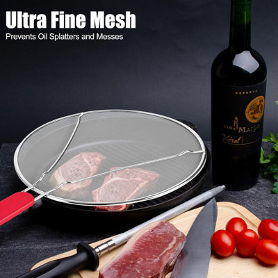 Stainless Steel Splatter Screen for Frying Pan - 9.8" 11.4" 13" Ultra Fine Mesh Grease Splatter Guard