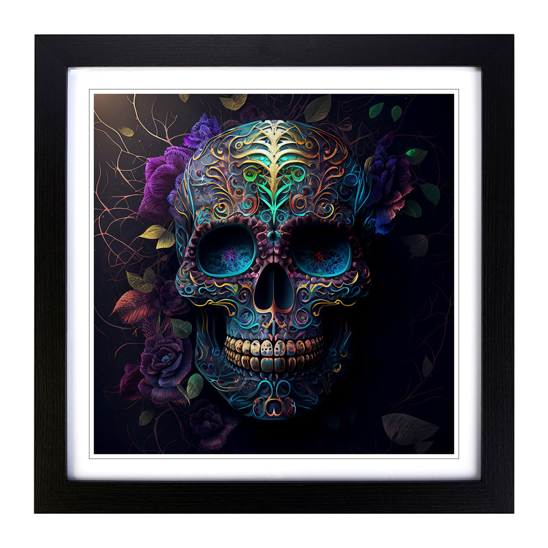 Sugar Skull Digital Art No.1 - Framed Print, Black