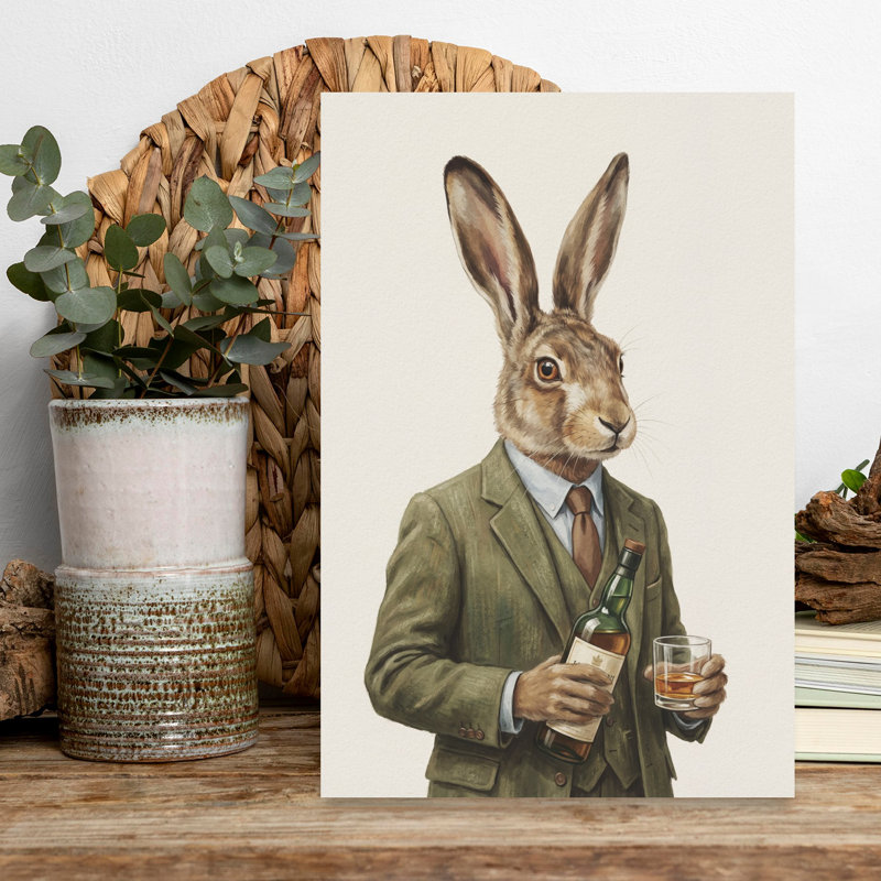 «The Whiskey Hare», art mural contemporain, H 18 po x l 12 po