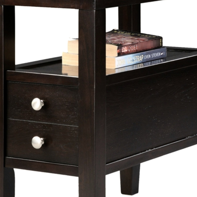 Table d'appoint en bois 24 po, 2 tiroirs, capacité de poids de 250 lb avec abat-jour