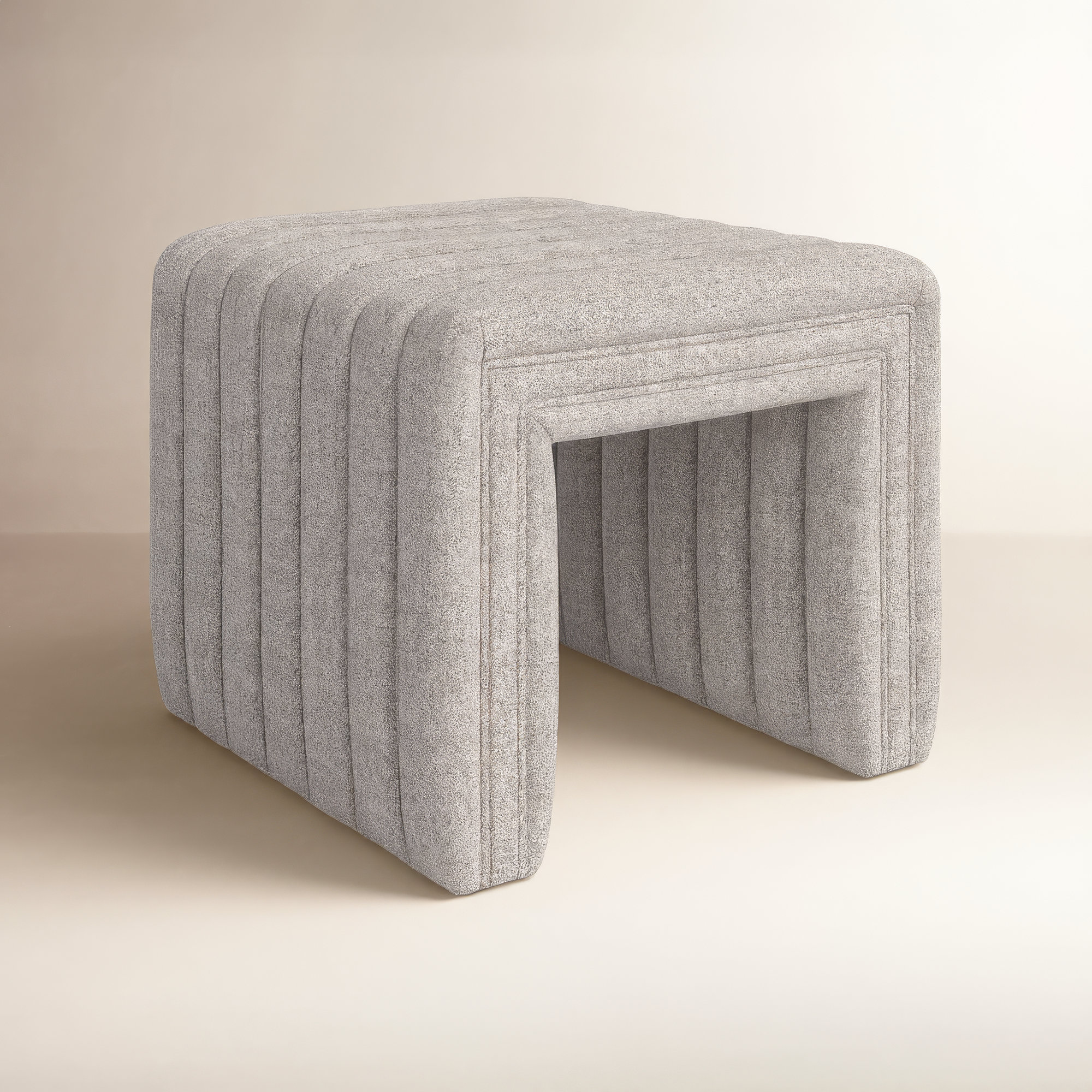 Brandt Upholstered Ottoman, Natural Basketweave