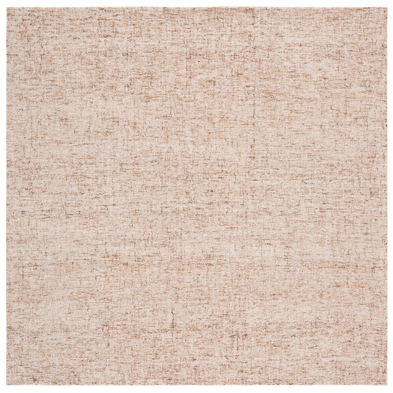 Abstract 175 Hand Tufted Wool; Cotton No Pattern Rug in Light Brown/Ivory, Square 6'