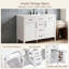 Meuble-lavabo autoportant en MDF de 122 cm (48 po), style moderne avec rangement, lavabo central intégré, comptoir et lavabo en composite SMC, quincaillerie noire, étagères réglables et portes à fermeture amortie.-1054114821