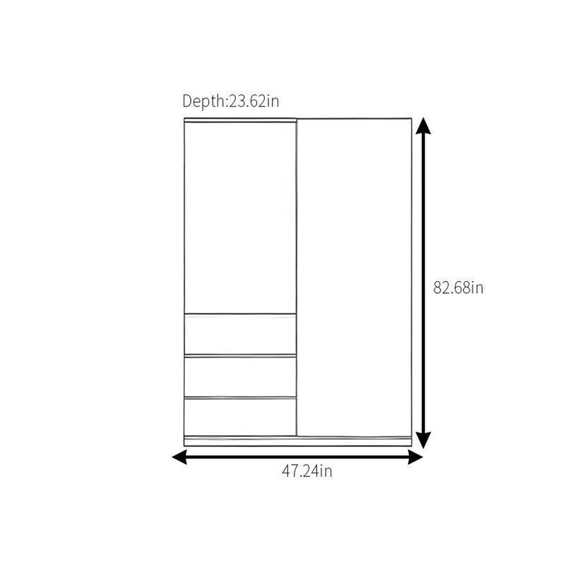 Garde-robe rétro simple et classique, H 82,68 po x l 47,24 po x P 23,62 po