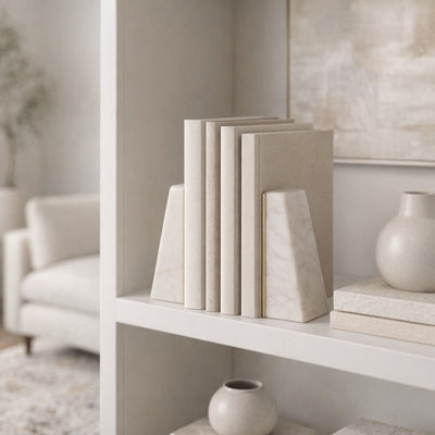 6.25" H Marble and Brass Bookends