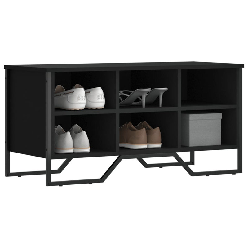 6 Pair Shoe Storage Cabinet, Black
