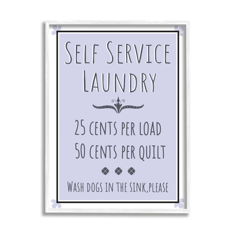 Laverie en libre-service - Publicité, H 20 po x l 16 po, Giclée encadrée blanc bord de mer