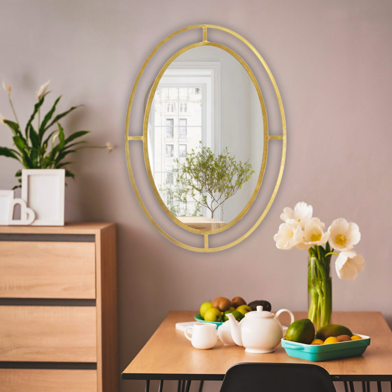 Miroir ovale Hollywood Regency, 32,75 pouces
