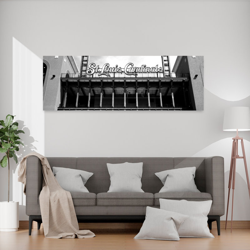 Low Angle View Of The Busch Stadium In St. Louis Missouri USA by Dan Merkel - Wrapped Canvas Panoramic Print, Grey/Black