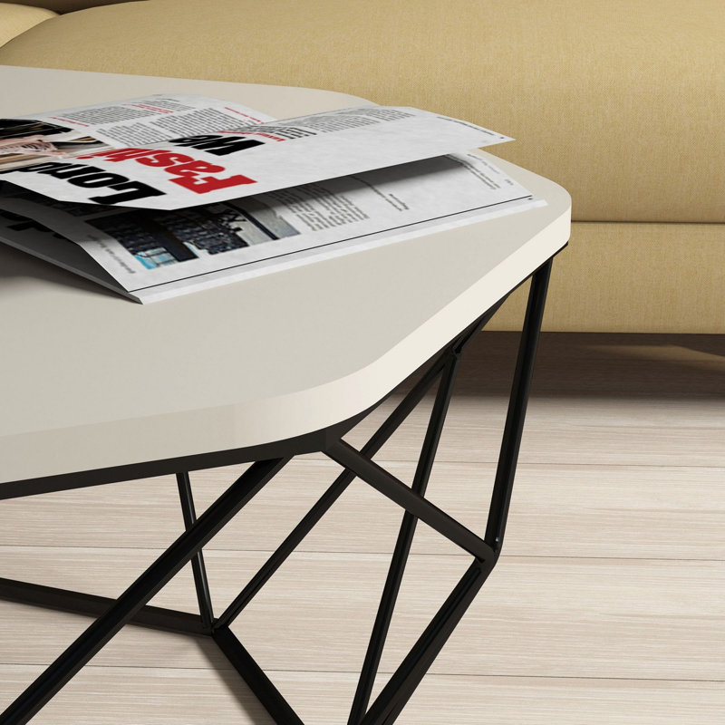 Modern Industrial Coffee Table, 35.4 x 15.0 x 35.4 Inches | 100% Melamine Coated Particle Board & 100% Metal Frame | Stylish & Durable Design for Living Room & Home Décor, Perfect for Any Space