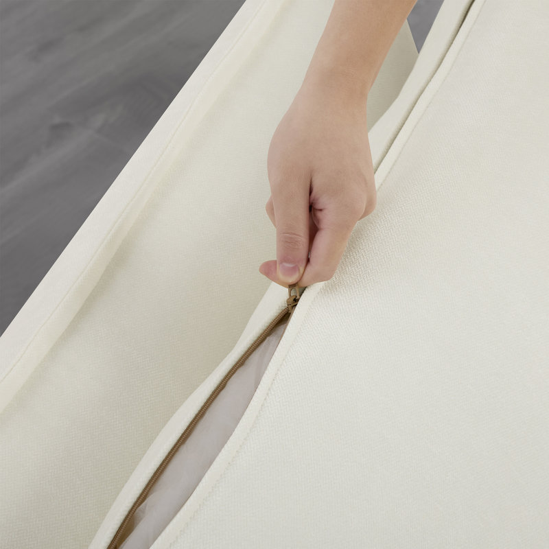 Canapé modulaire rembourré 4 pièces avec méridienne Colmenero, Lin, polyester