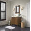 Meuble-lavabo autoportant en noyer chaud 36 po avec plateau en pierre blanche Leileen-175543398-175543399
