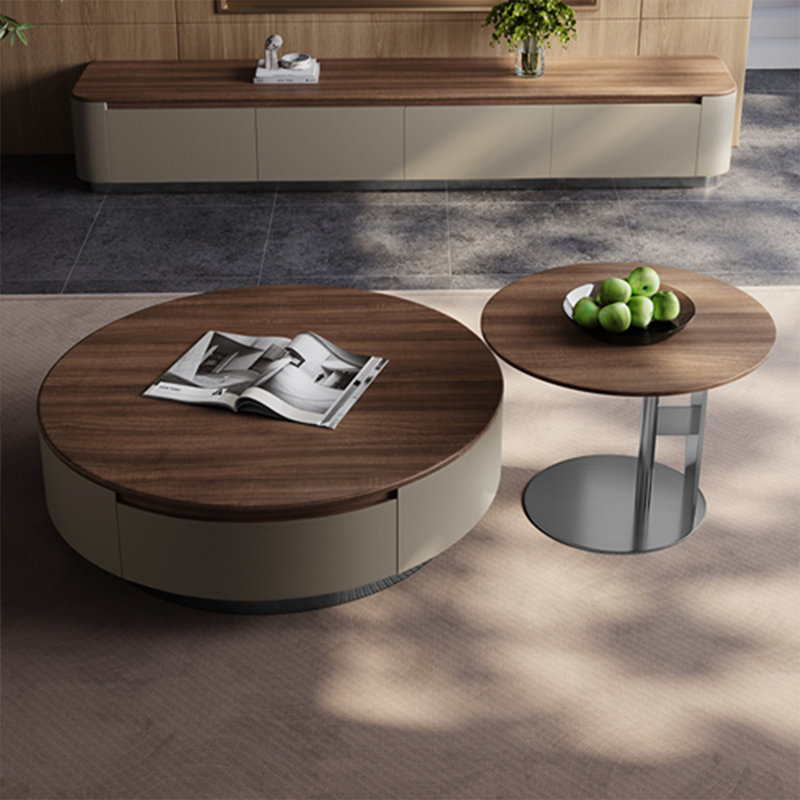 Table de salon ronde en bois massif