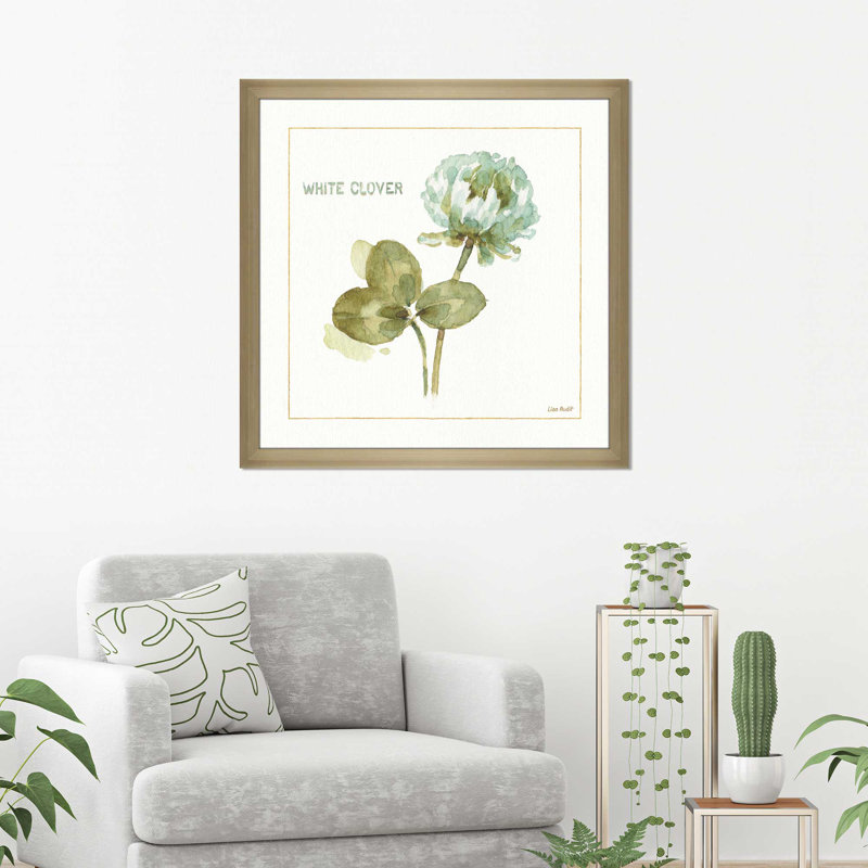 «My Greenhouse Clover», reproduction de peinture à l'aquarelle, H 31,5 po x l 31,5 po x P 1 po, Encadrement champagne