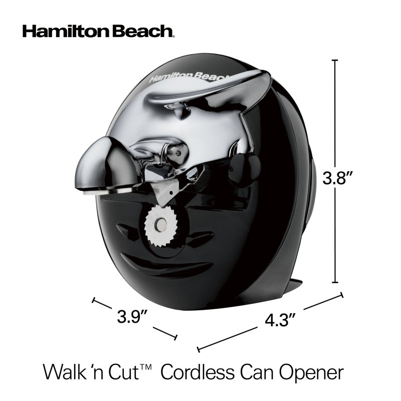Black Cordless Electric Can Opener with Stainless Steel Blade
