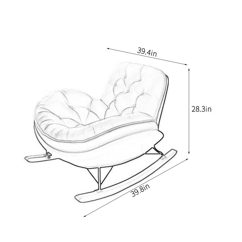 Chaise berçante confortable et de qualité, Orange, blanc cassé