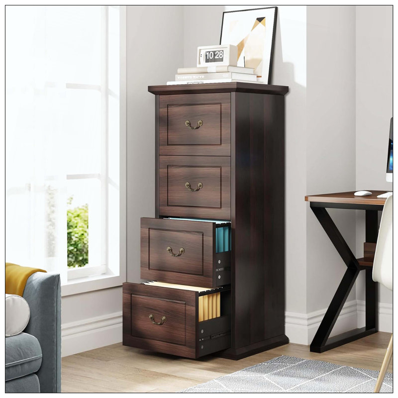 4-Drawer Vintage Vertical File Cabinet For Living Room Office