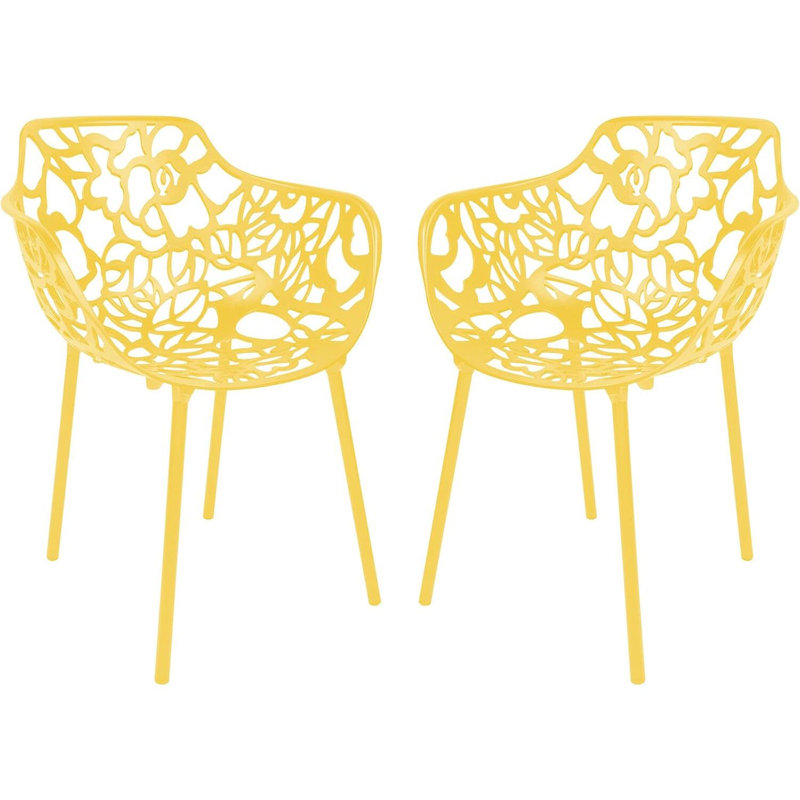 Chaise d'appoint en aluminium - ensemble de 2, Jaune