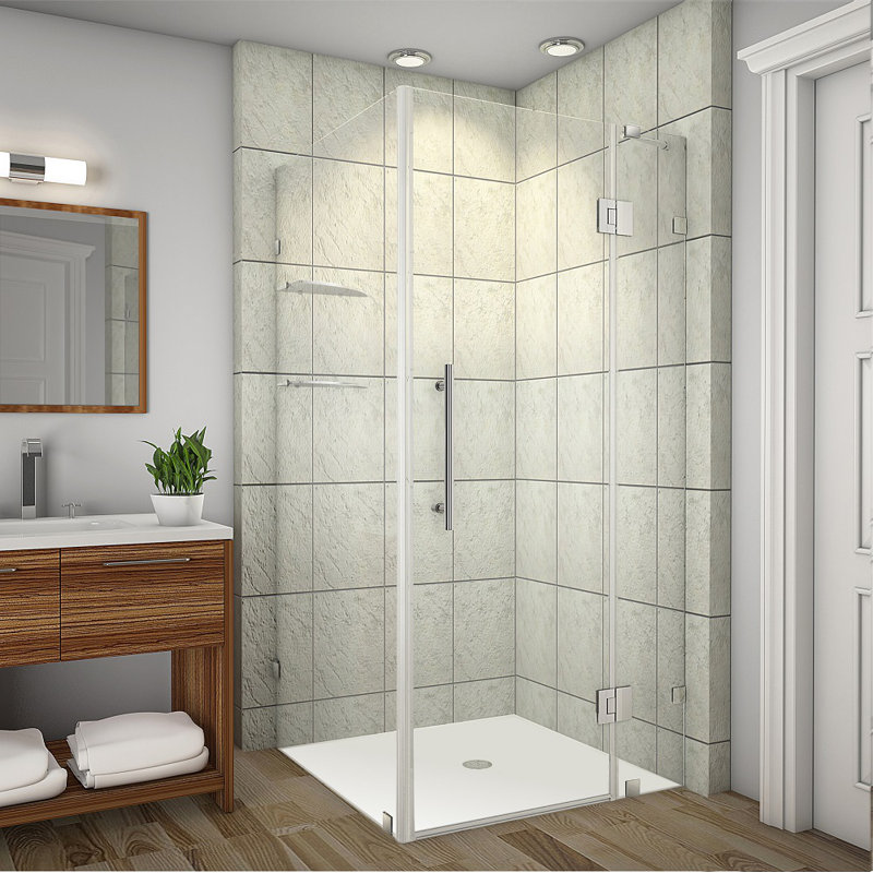Avalux GS 34" x 72" Square Hinged Shower Enclosure, Stainless Steel