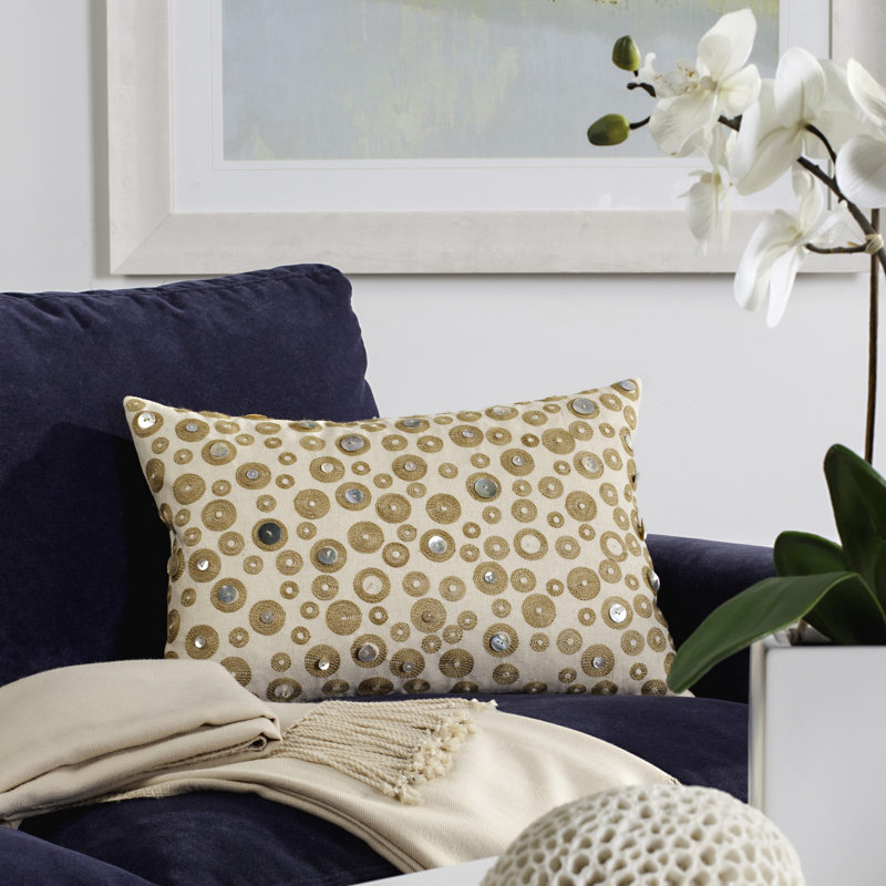 Sequined Linen Throw Pillow